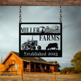 Personalized Farm Sign, Custom Metal Farm Decor, Tractor Metal Sign, Rustic Farmhouse Outdoor Sign, Custom Name Metal Sign for Yard or Barn