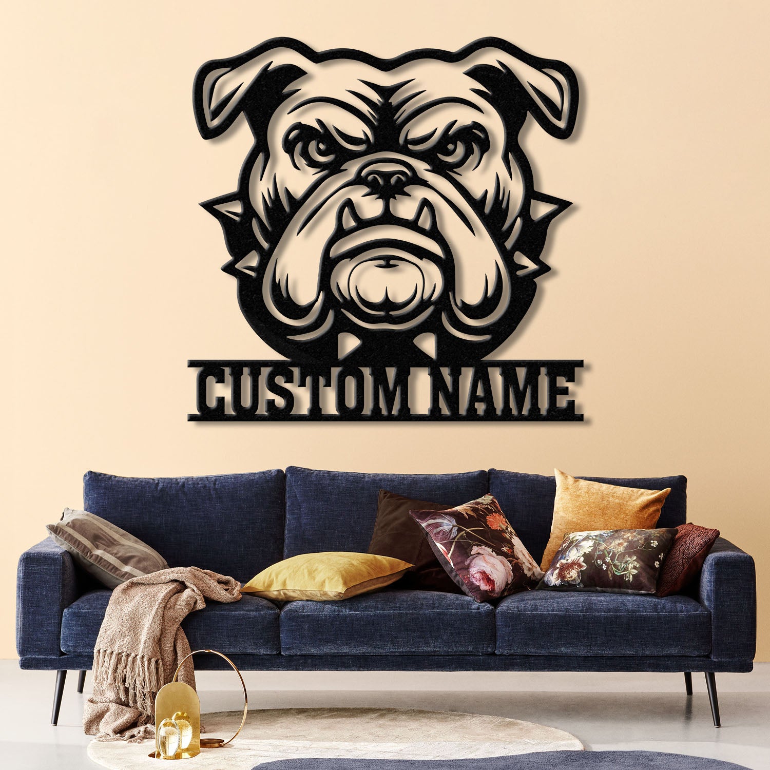 Personalized Bulldog Metal Wall Art LED Light, Custom Dog Name Sign, Dog Lover Home Decor, Pet Wall Art, Gift for Dog Owners