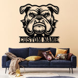Personalized Bulldog Metal Wall Art LED Light, Custom Dog Name Sign, Dog Lover Home Decor, Pet Wall Art, Gift for Dog Owners