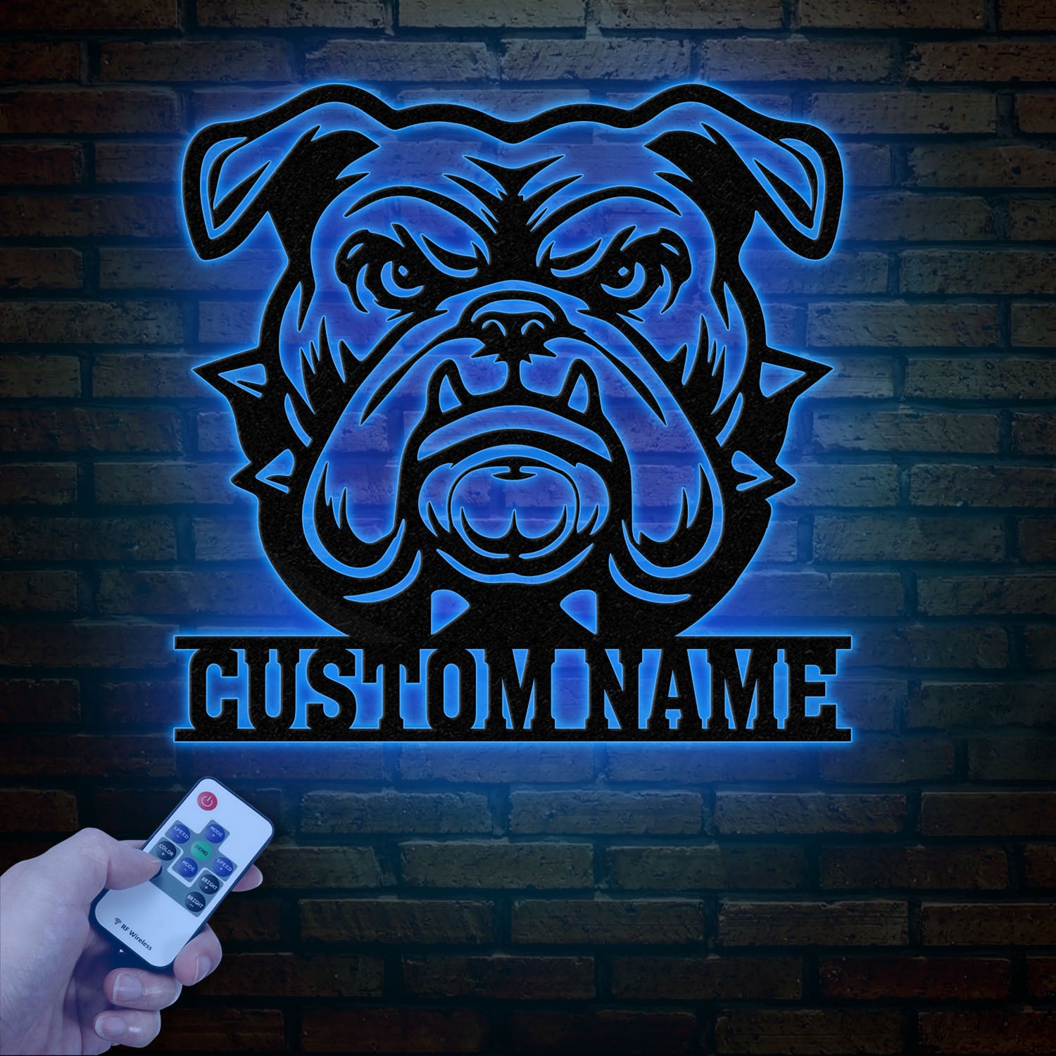Personalized Bulldog Metal Wall Art LED Light, Custom Dog Name Sign, Dog Lover Home Decor, Pet Wall Art, Gift for Dog Owners