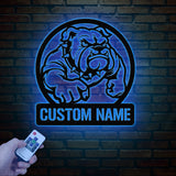 Personalized Bulldog Metal Wall Art LED Light, Custom Dog Name Sign, Dog Lover Home Decor, Pet Wall Art, Gift for Dog Owners
