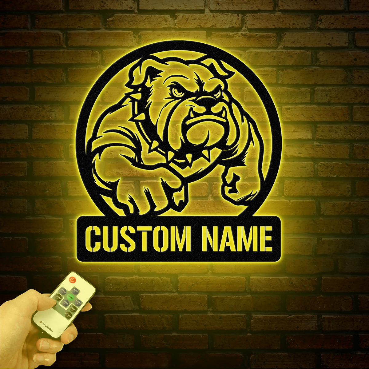 Personalized Bulldog Metal Wall Art LED Light, Custom Dog Name Sign, Dog Lover Home Decor, Pet Wall Art, Gift for Dog Owners