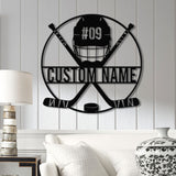Personalized Ice Hockey Metal Wall Art LED Light, Custom Hockey Player Stick Sign, Home Decor, Sports Wall Art, Gift for Hockey Lovers