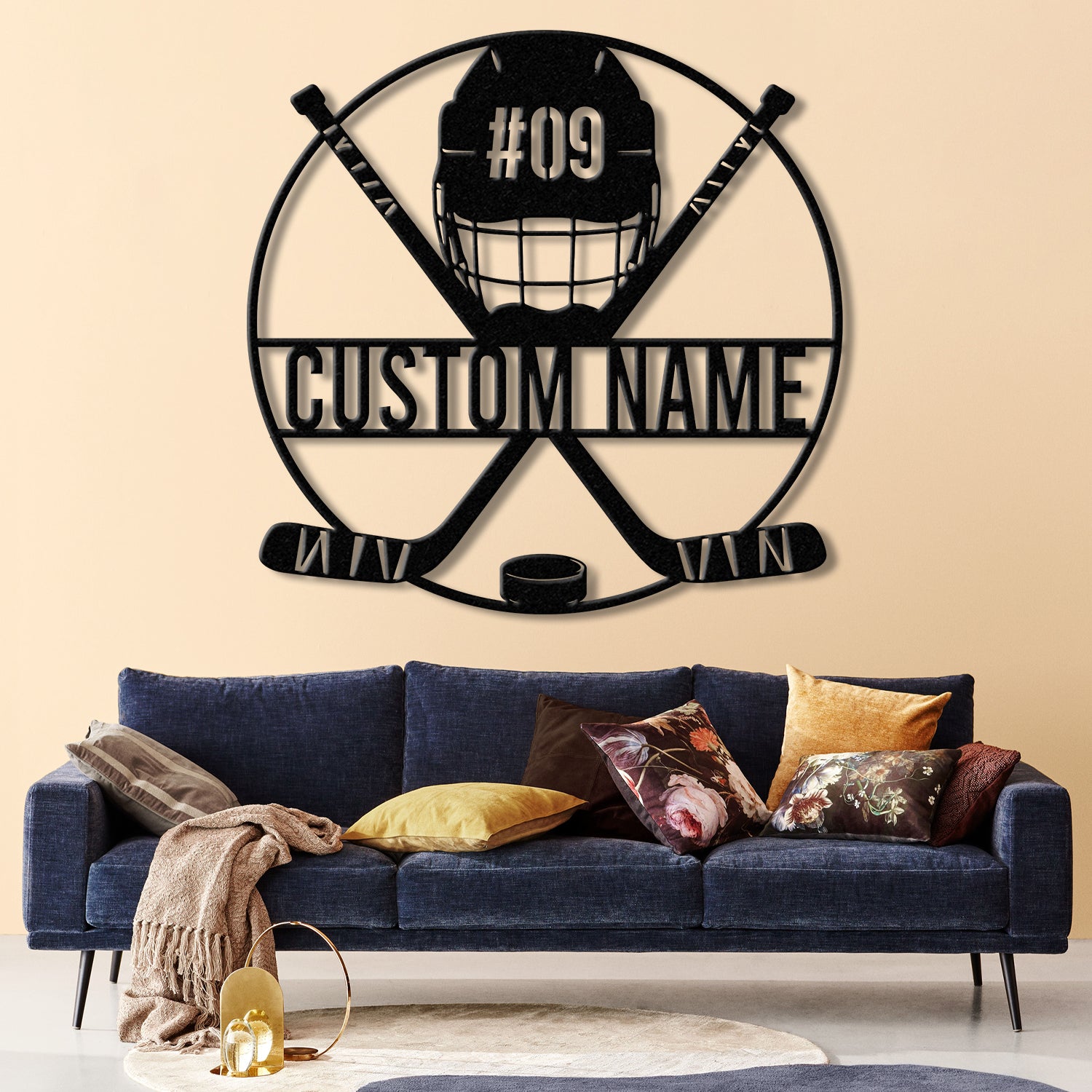 Personalized Ice Hockey Metal Wall Art LED Light, Custom Hockey Player Stick Sign, Home Decor, Sports Wall Art, Gift for Hockey Lovers