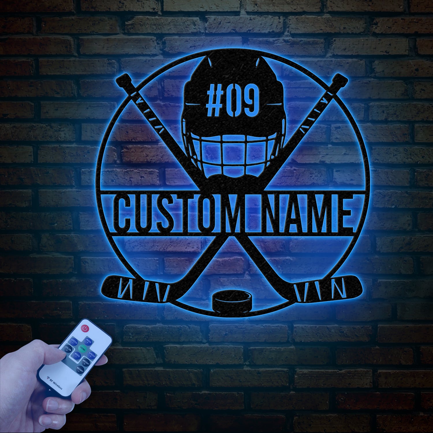 Personalized Ice Hockey Metal Wall Art LED Light, Custom Hockey Player Stick Sign, Home Decor, Sports Wall Art, Gift for Hockey Lovers