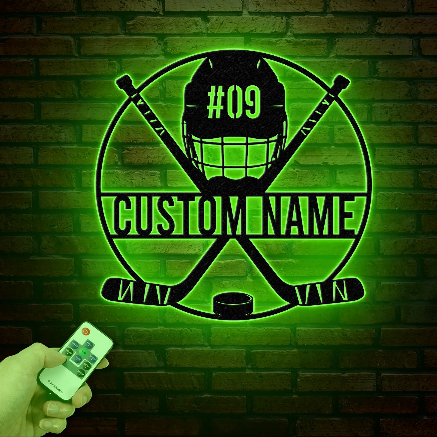 Personalized Ice Hockey Metal Wall Art LED Light, Custom Hockey Player Stick Sign, Home Decor, Sports Wall Art, Gift for Hockey Lovers