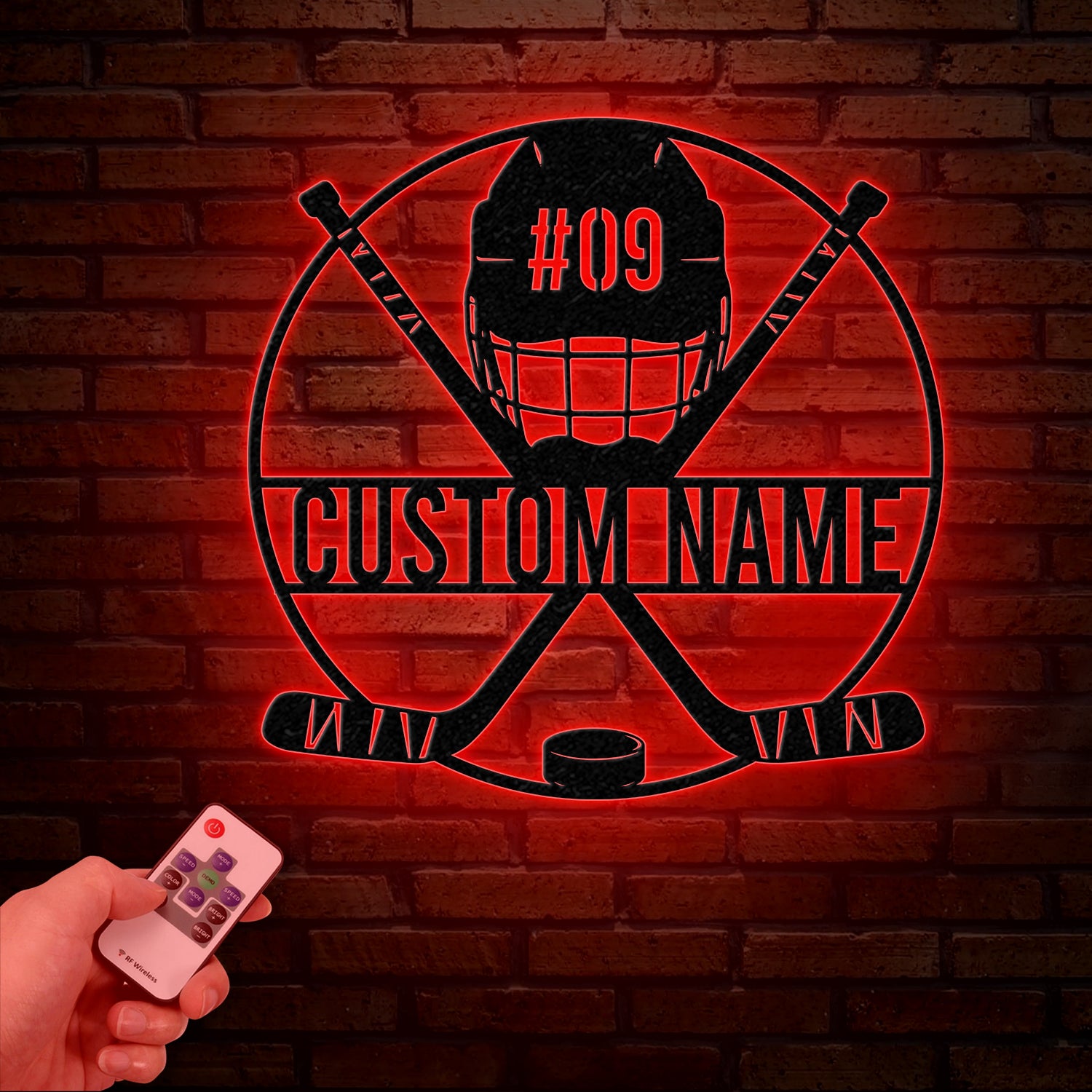 Personalized Ice Hockey Metal Wall Art LED Light, Custom Hockey Player Stick Sign, Home Decor, Sports Wall Art, Gift for Hockey Lovers