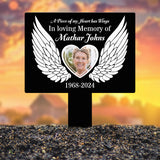 Custom Photo Angel Wings Heart Memorial Sign, Temporary Grave Marker With Photo, Outdoor Memorial Sign, Sympathy Plaque, Remembrance Plaque