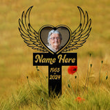 Custom Photo Angel Wings Grave Marker, Temporary Grave Marker With Photo, Outdoor Memorial Plaque, Sympathy Plaque, Remembrance Plaque