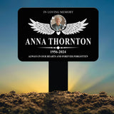 Custom Photo Angel Wings Heart Memorial Sign, Temporary Grave Marker With Photo, Outdoor Memorial Sign, Sympathy Plaque, Remembrance Plaque