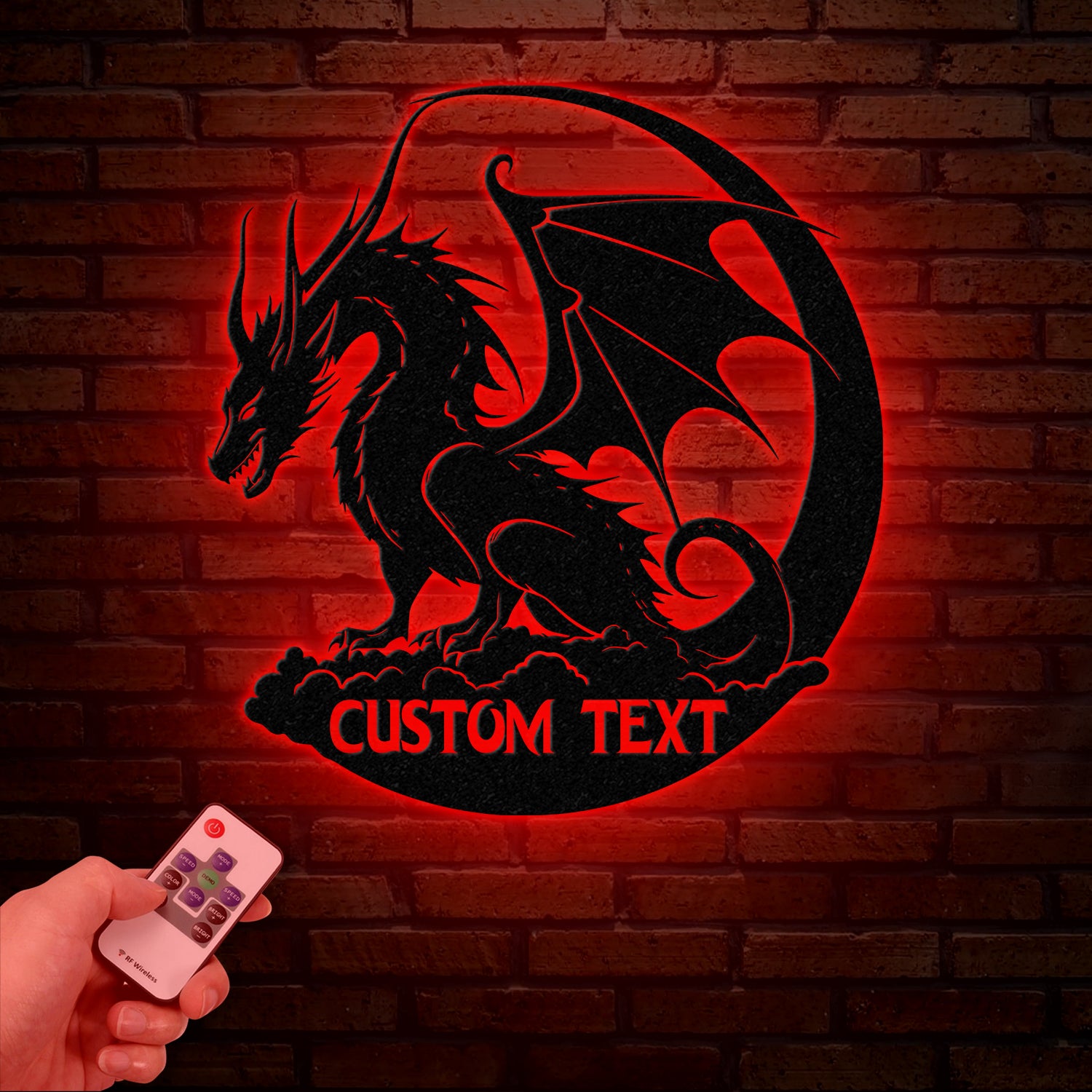 Custom Dragon Metal Art with Led Light, Dragon Name House Sign, Dragon Metal Sign, Boy Room Decor, Dragon Lover Gift, Gaming Room Decor