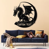 Custom Dragon Metal Art with Led Light, Dragon Name House Sign, Dragon Metal Sign, Boy Room Decor, Dragon Lover Gift, Gaming Room Decor