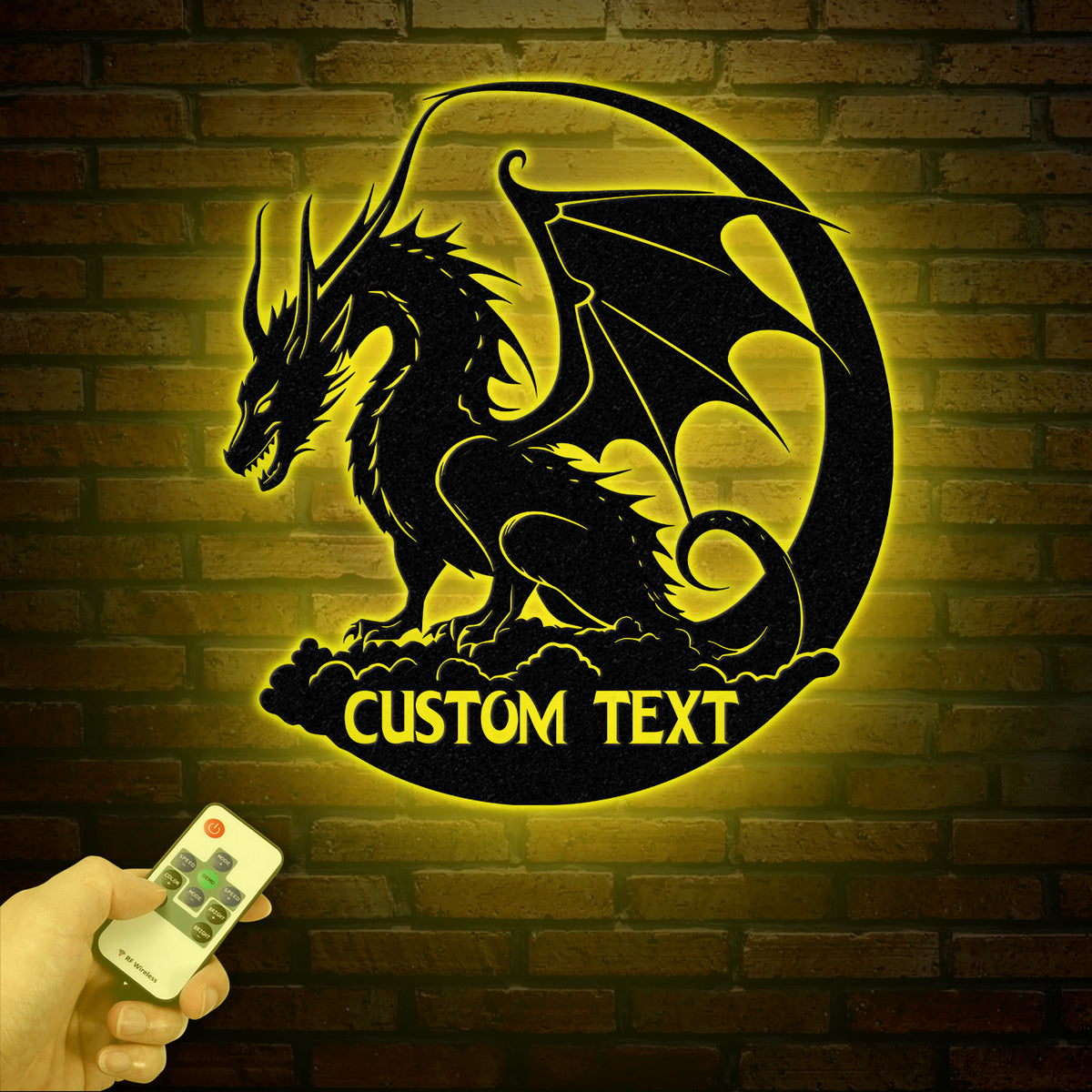 Custom Dragon Metal Art with Led Light, Dragon Name House Sign, Dragon Metal Sign, Boy Room Decor, Dragon Lover Gift, Gaming Room Decor
