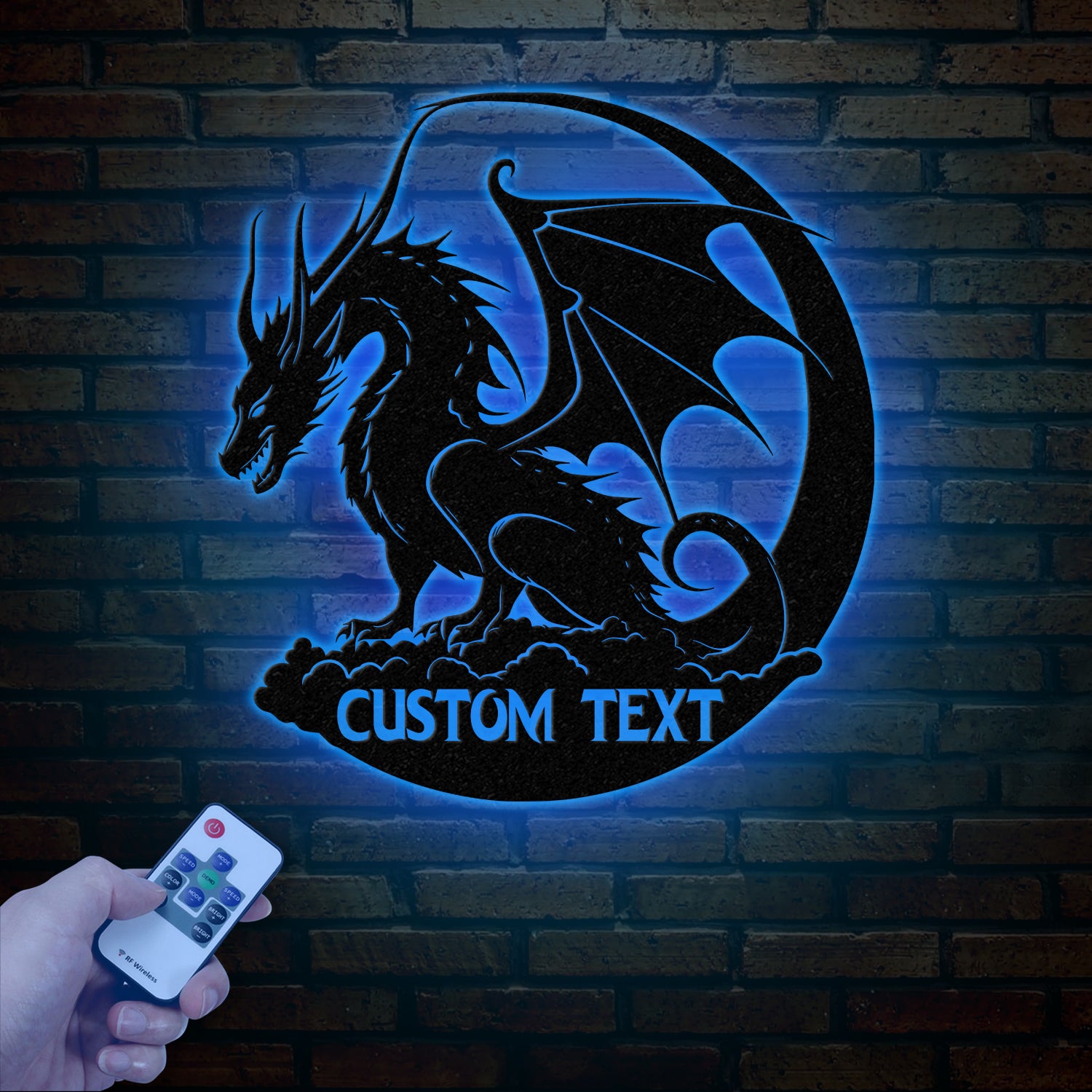 Custom Dragon Metal Art with Led Light, Dragon Name House Sign, Dragon Metal Sign, Boy Room Decor, Dragon Lover Gift, Gaming Room Decor