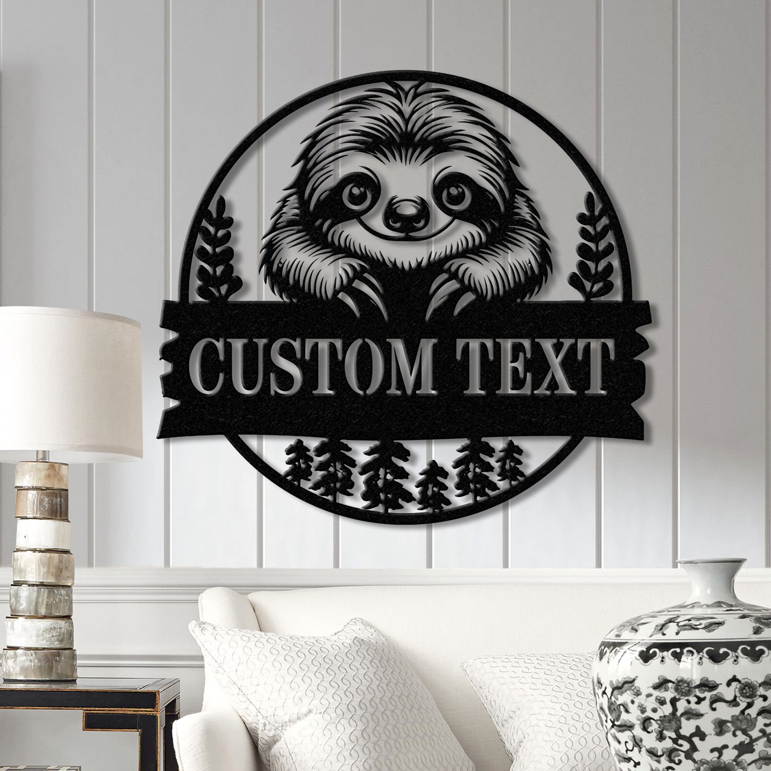 Personalized Sloth Metal Wall Art LED Light, Custom Lazy Sloth Name Sign, Funny Sloth Lover Decor, Home Wall Art, Gift for Sloth Fans