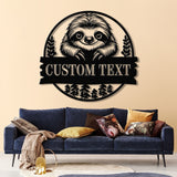 Personalized Sloth Metal Wall Art LED Light, Custom Lazy Sloth Name Sign, Funny Sloth Lover Decor, Home Wall Art, Gift for Sloth Fans