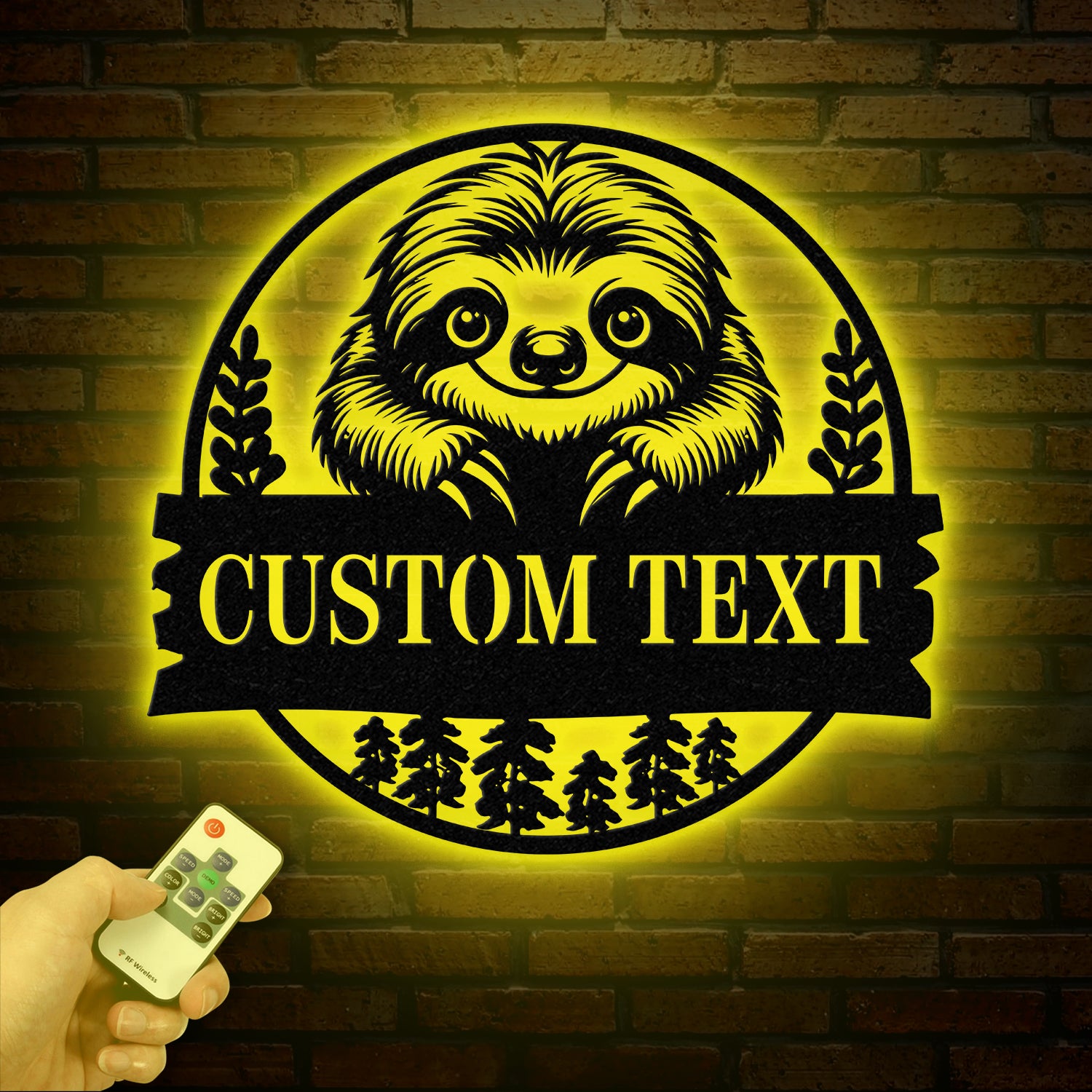 Personalized Sloth Metal Wall Art LED Light, Custom Lazy Sloth Name Sign, Funny Sloth Lover Decor, Home Wall Art, Gift for Sloth Fans