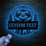 Personalized Sloth Metal Wall Art LED Light, Custom Lazy Sloth Name Sign, Funny Sloth Lover Decor, Home Wall Art, Gift for Sloth Fans