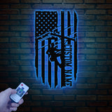 Custom US Lineman Metal Wall Art with LED Light, Personalized Electrical Worker Name Sign, Electrician Home Decor, Birthday & Christmas Gift