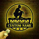 Personalized Ironworker LED Metal Sign – Custom Welder Name Sign – Unique Ironworker Wall Decor – Xmas or Birthday Gift for Ironworker Dad