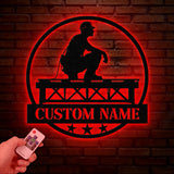 Personalized Ironworker LED Metal Sign – Custom Welder Name Sign – Unique Ironworker Wall Decor – Xmas or Birthday Gift for Ironworker Dad