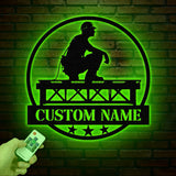 Personalized Ironworker LED Metal Sign – Custom Welder Name Sign – Unique Ironworker Wall Decor – Xmas or Birthday Gift for Ironworker Dad