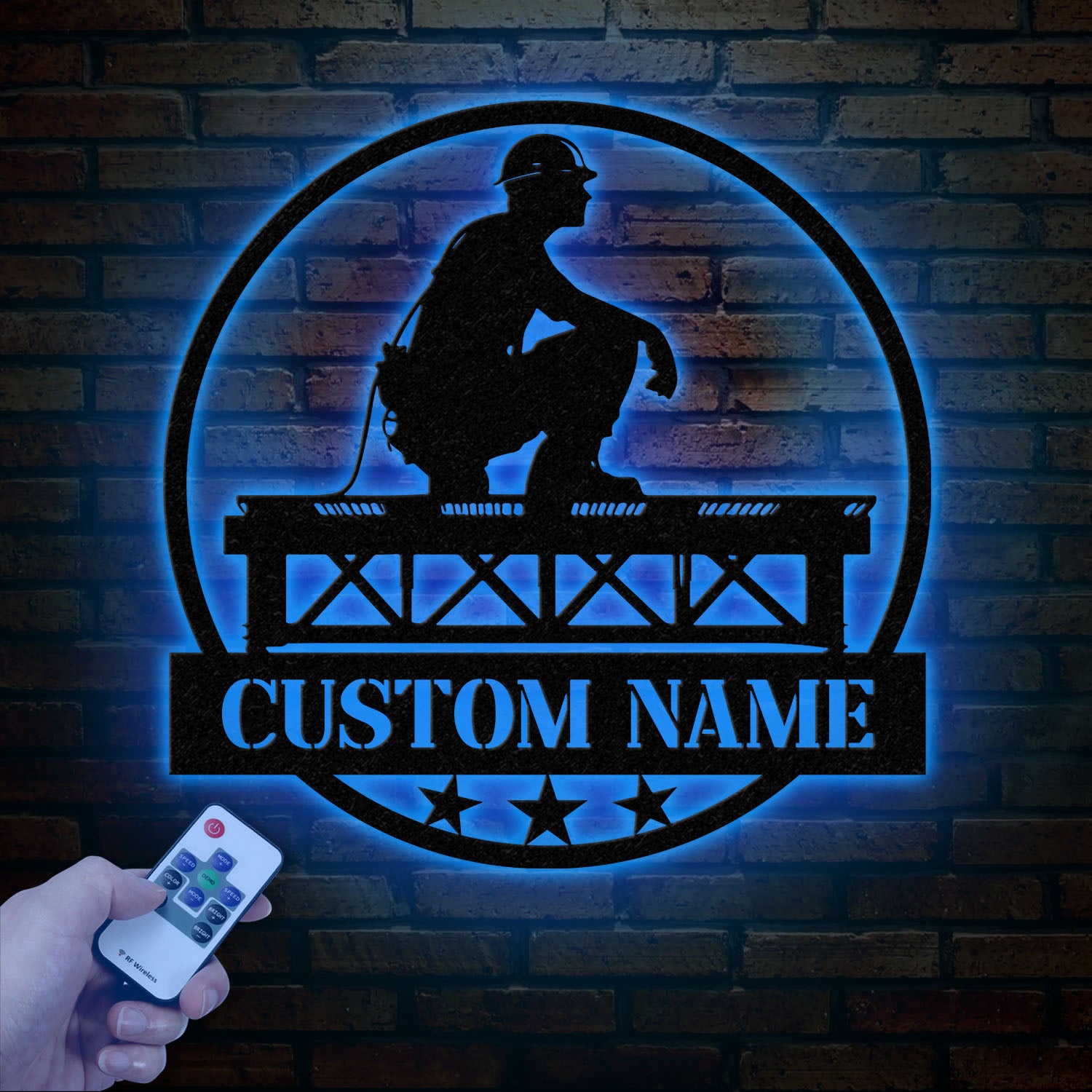 Personalized Ironworker LED Metal Sign – Custom Welder Name Sign – Unique Ironworker Wall Decor – Xmas or Birthday Gift for Ironworker Dad