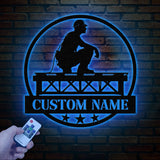 Personalized Ironworker LED Metal Sign – Custom Welder Name Sign – Unique Ironworker Wall Decor – Xmas or Birthday Gift for Ironworker Dad