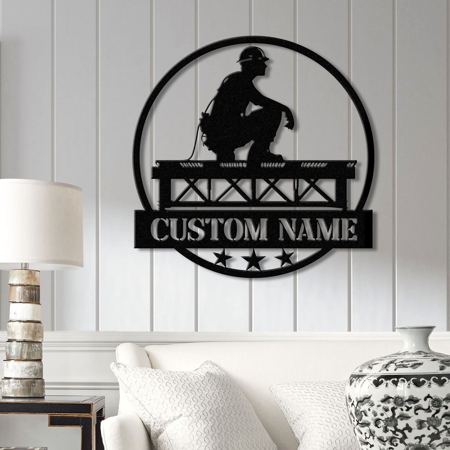 Personalized Ironworker LED Metal Sign – Custom Welder Name Sign – Unique Ironworker Wall Decor – Xmas or Birthday Gift for Ironworker Dad