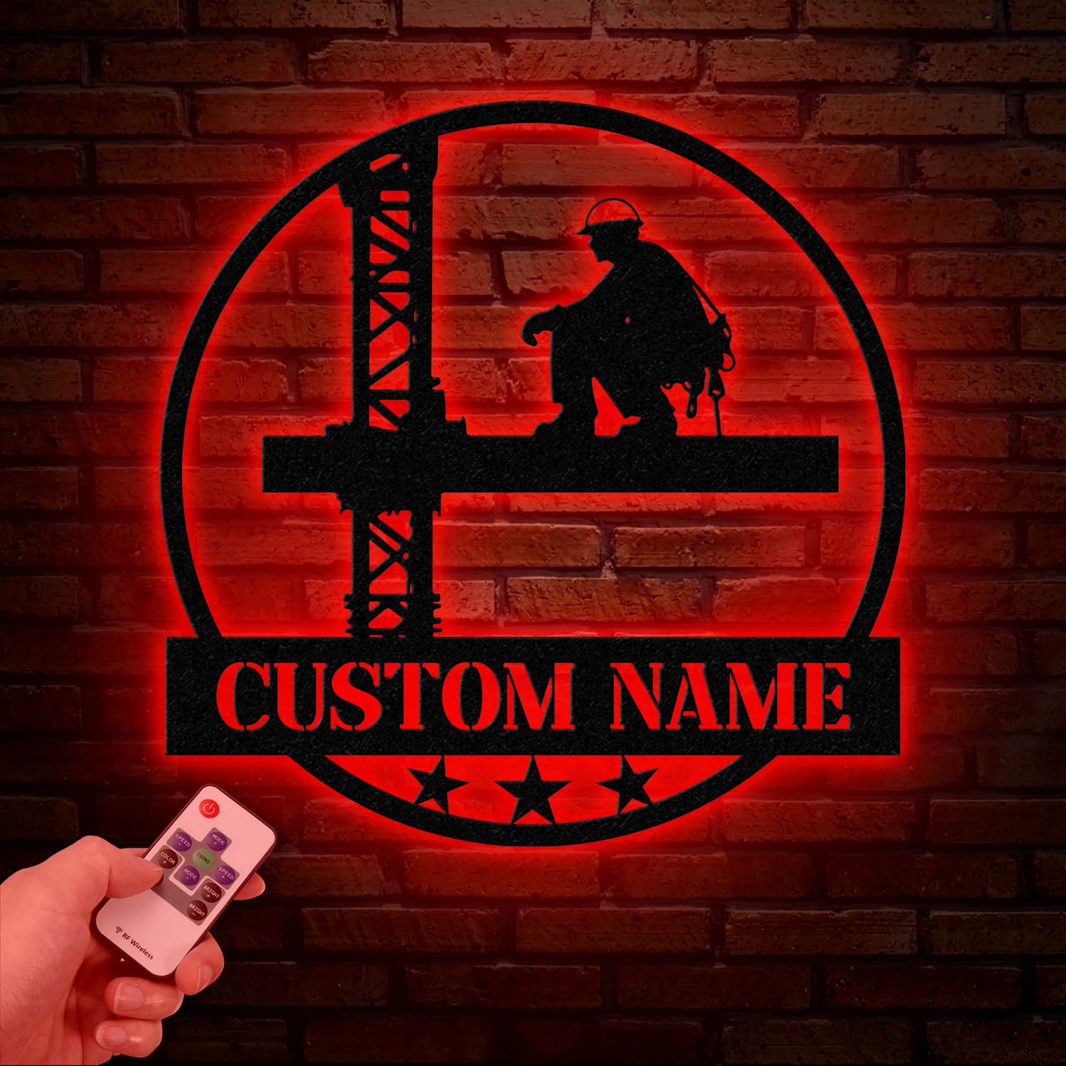 Personalized Ironworker LED Metal Sign – Custom Welder Name Sign – Unique Ironworker Wall Decor – Xmas or Birthday Gift for Ironworker Dad