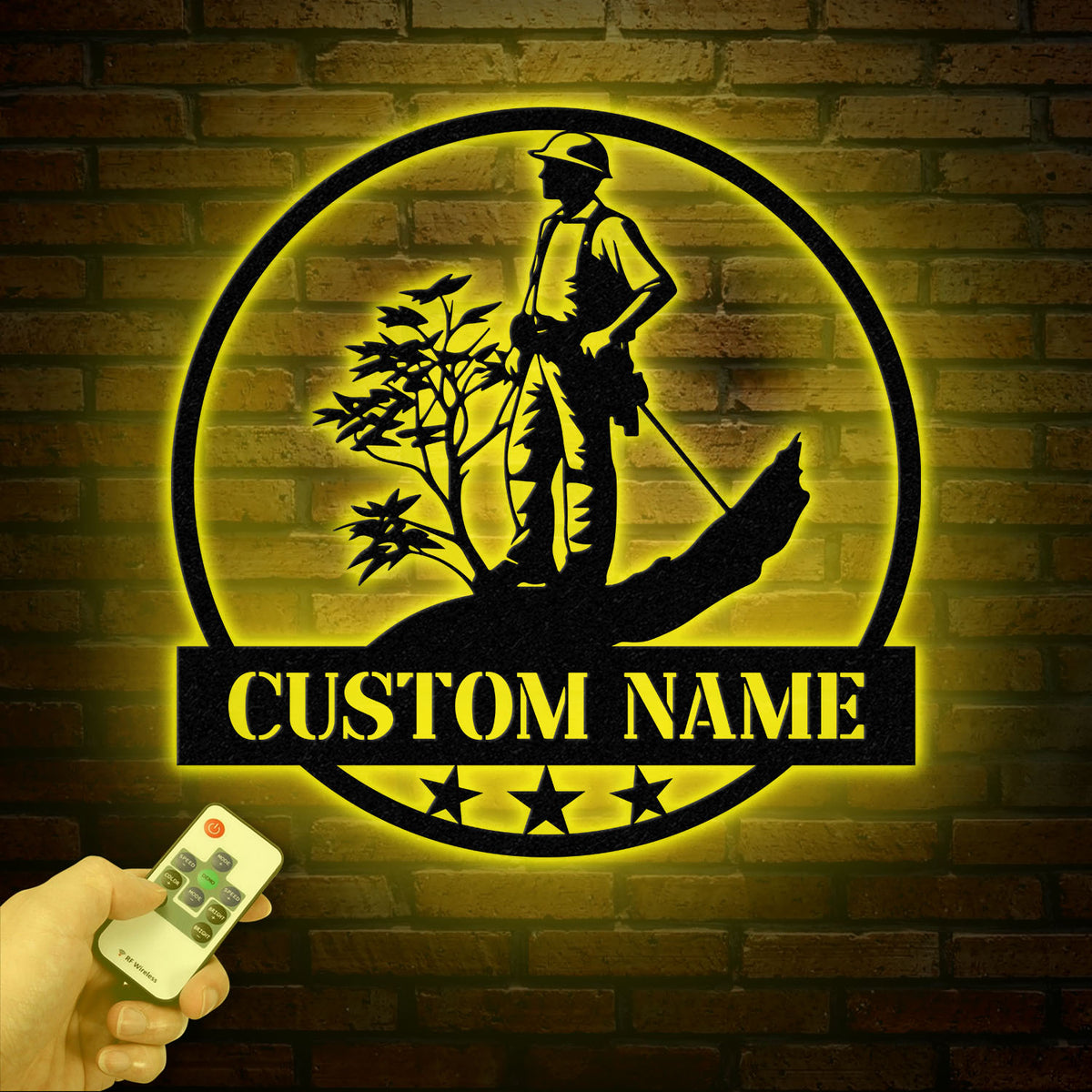 Personalized Tree Climbing Metal Wall Art with LED Lights, Arborist Name Sign, Lumberjack Gifts, Tree Climber Decor for Outdoor & Indoor