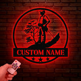 Personalized Tree Climbing Metal Wall Art with LED Lights, Arborist Name Sign, Lumberjack Gifts, Tree Climber Decor for Outdoor & Indoor