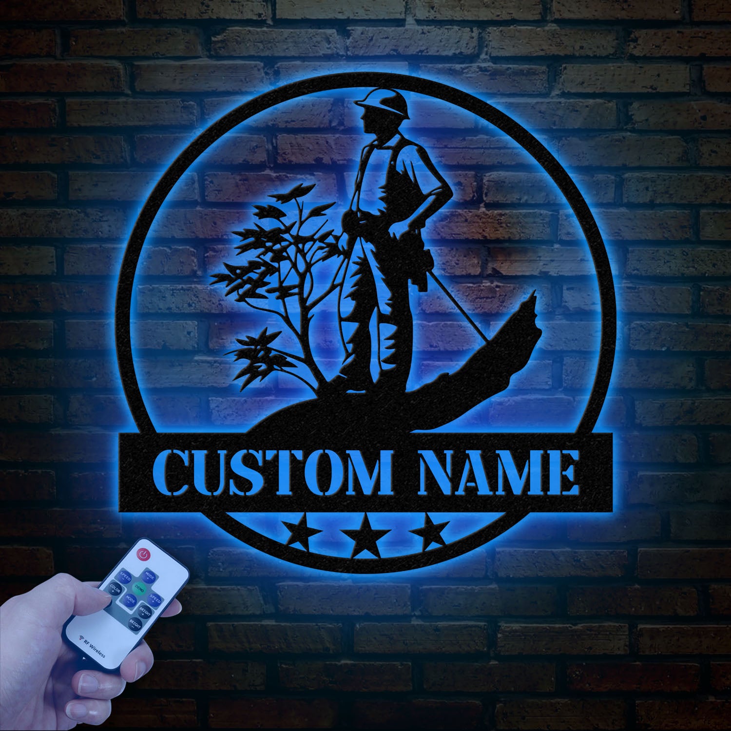 Personalized Tree Climbing Metal Wall Art with LED Lights, Arborist Name Sign, Lumberjack Gifts, Tree Climber Decor for Outdoor & Indoor