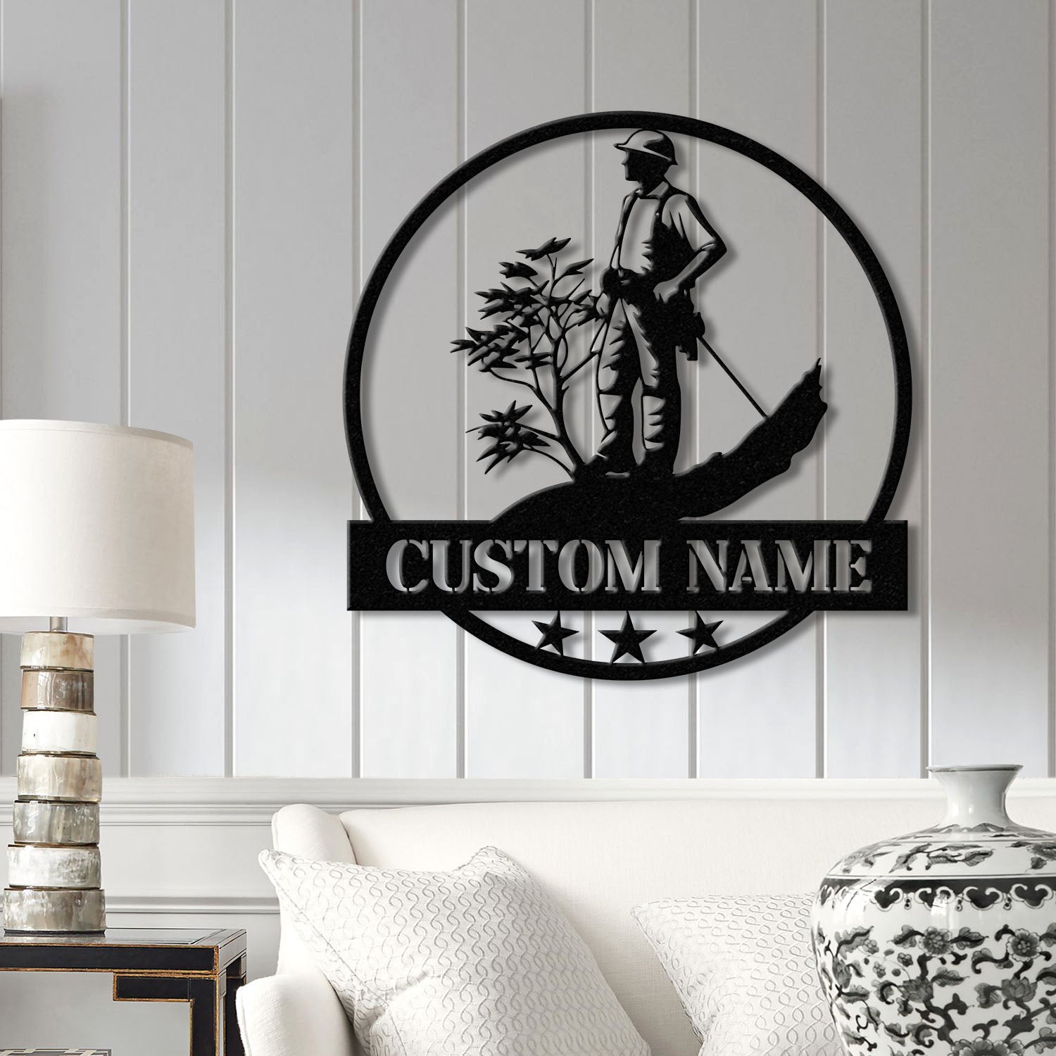 Personalized Tree Climbing Metal Wall Art with LED Lights, Arborist Name Sign, Lumberjack Gifts, Tree Climber Decor for Outdoor & Indoor