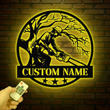 Personalized Tree Climbing Metal Wall Art with LED Lights, Arborist Name Sign, Lumberjack Gifts, Tree Climber Decor for Outdoor & Indoor