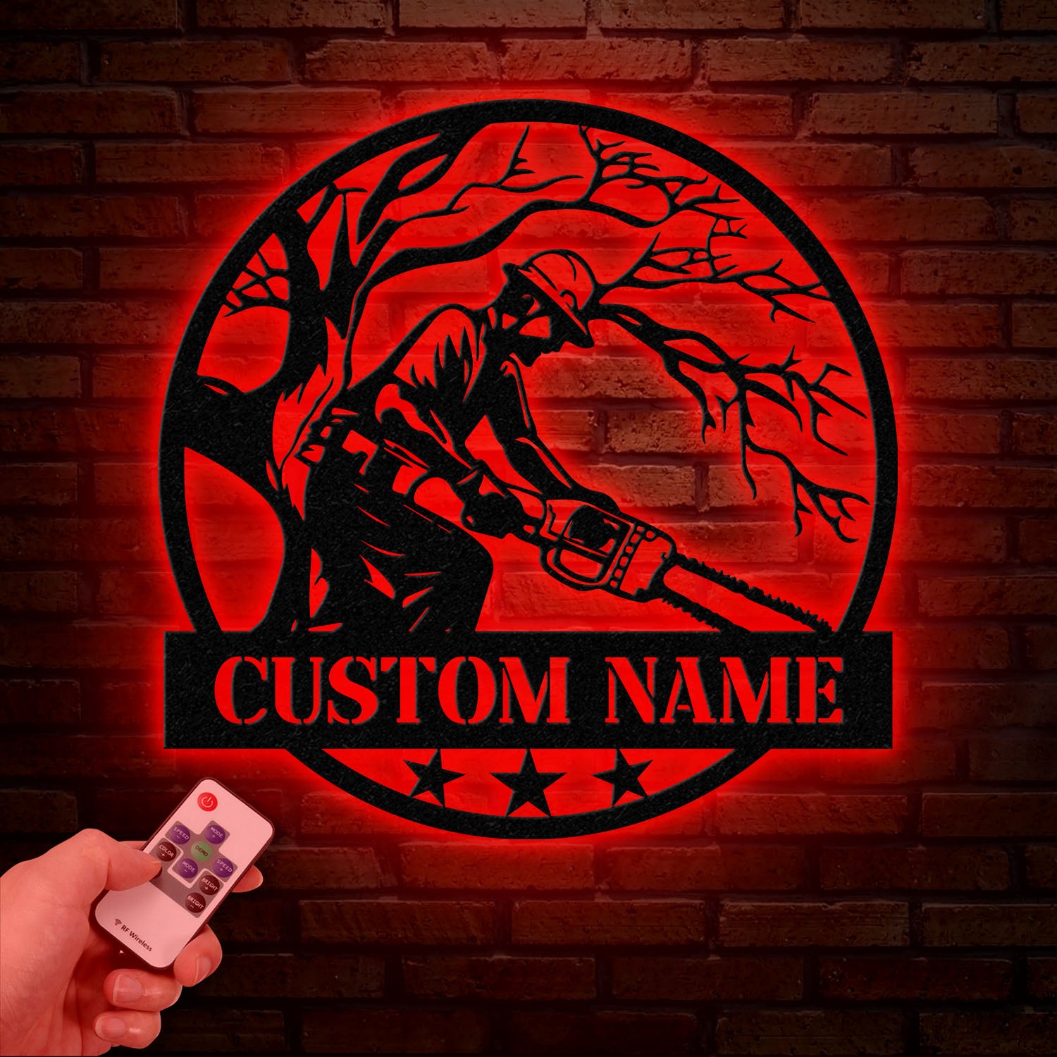 Personalized Tree Climbing Metal Wall Art with LED Lights, Arborist Name Sign, Lumberjack Gifts, Tree Climber Decor for Outdoor & Indoor