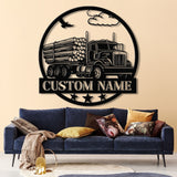 Custom Logging Truck Metal Sign Wall Art LED Light, Personalized Log Truck Driver Metal Name Sign, Log Truck Garage Man Cave Metal Sign