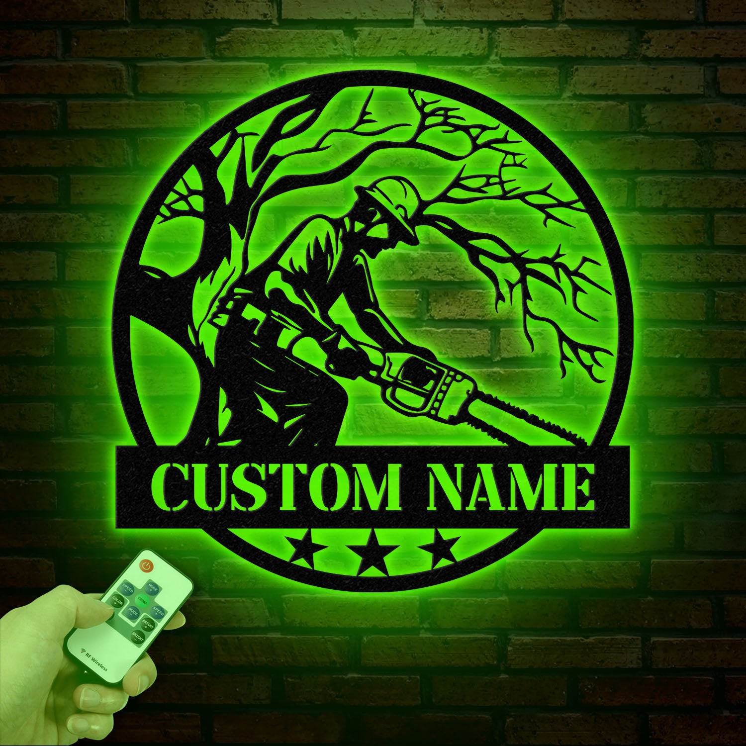 Personalized Tree Climbing Metal Wall Art with LED Lights, Arborist Name Sign, Lumberjack Gifts, Tree Climber Decor for Outdoor & Indoor