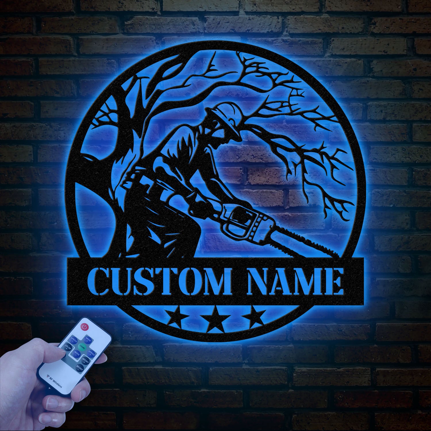 Personalized Tree Climbing Metal Wall Art with LED Lights, Arborist Name Sign, Lumberjack Gifts, Tree Climber Decor for Outdoor & Indoor