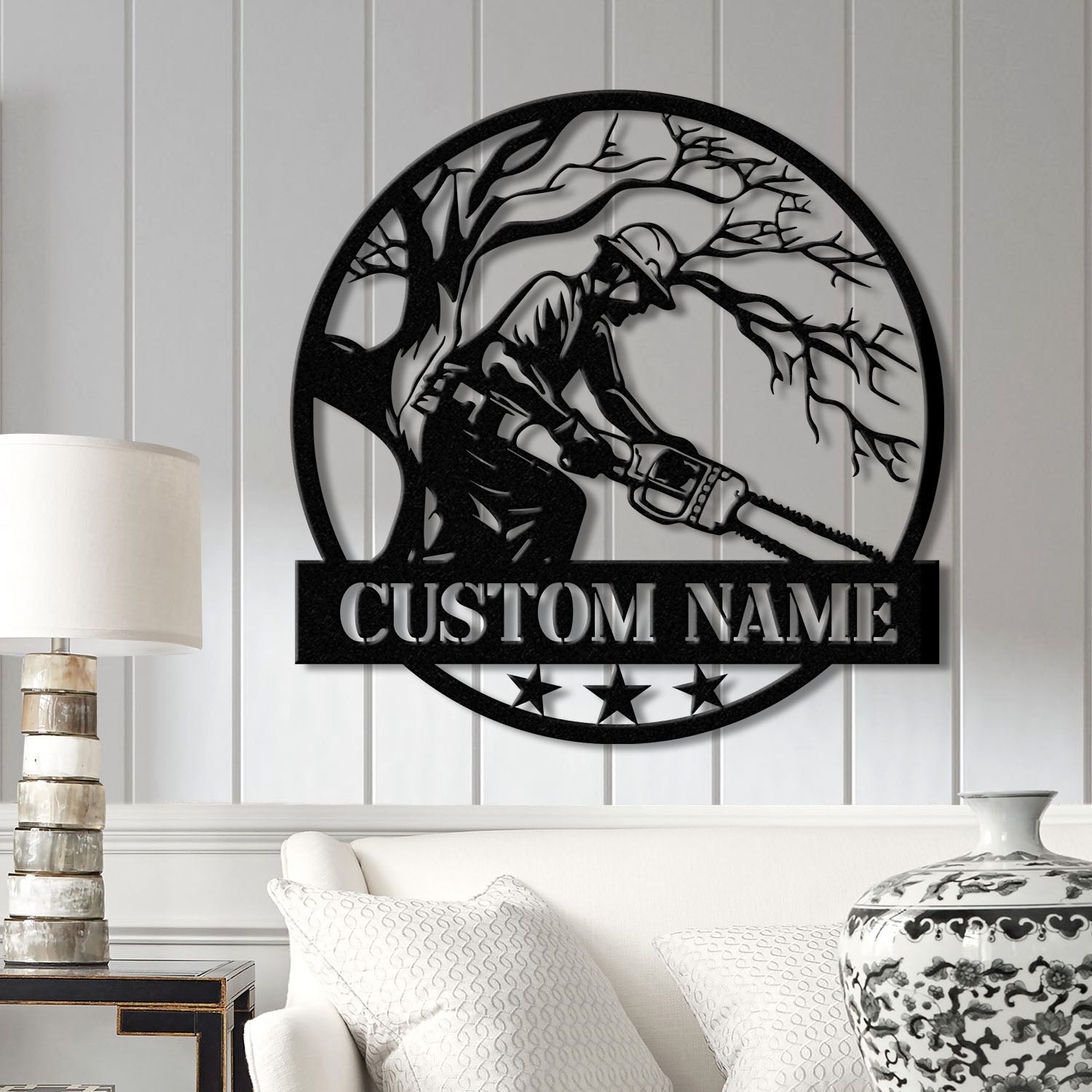 Personalized Tree Climbing Metal Wall Art with LED Lights, Arborist Name Sign, Lumberjack Gifts, Tree Climber Decor for Outdoor & Indoor