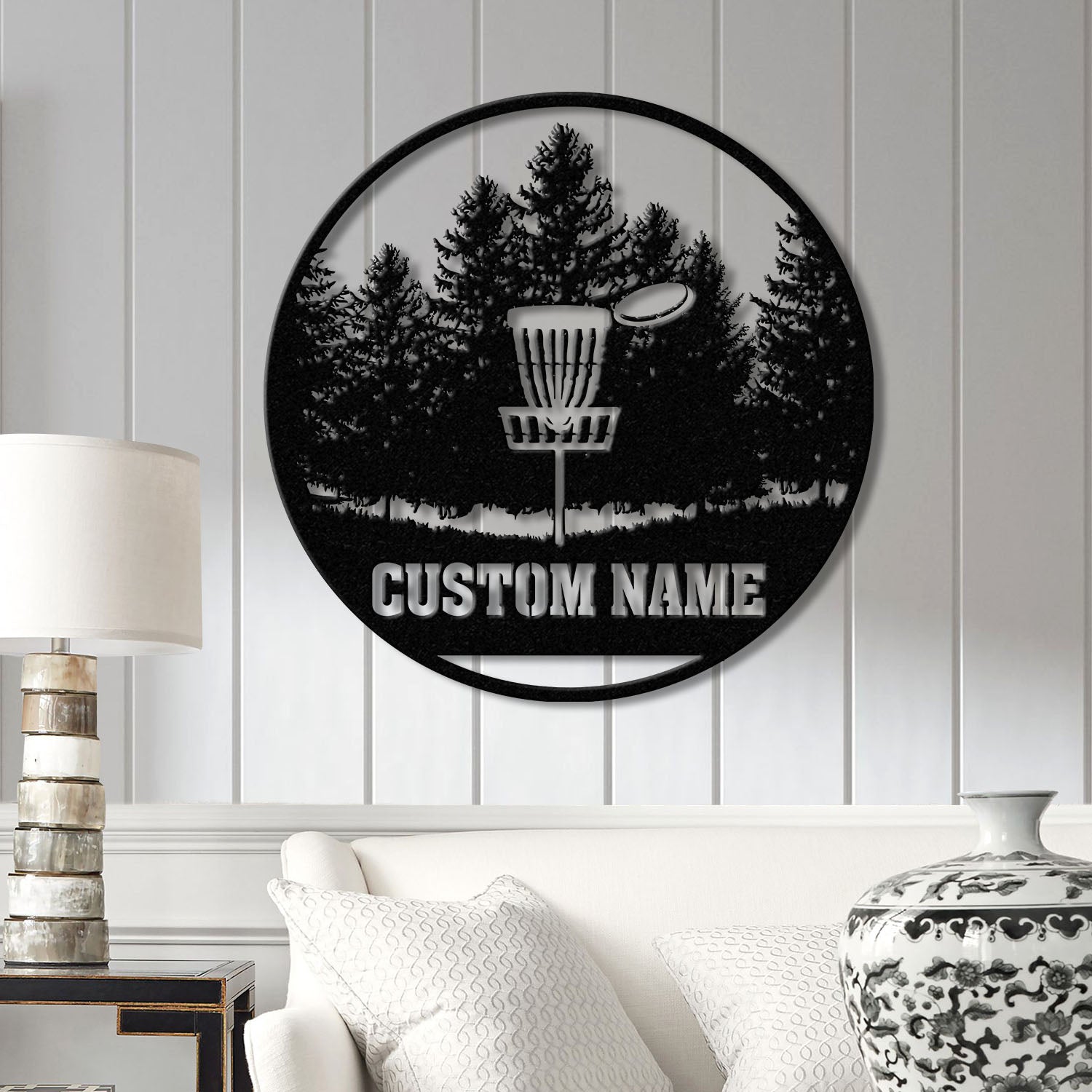 Personalized Disc Golf Metal Wall Art LED Light, Custom Disc Golfer Name Sign, Home Decor, Disc Golf Wall Art, Gift for Disc Golf Players