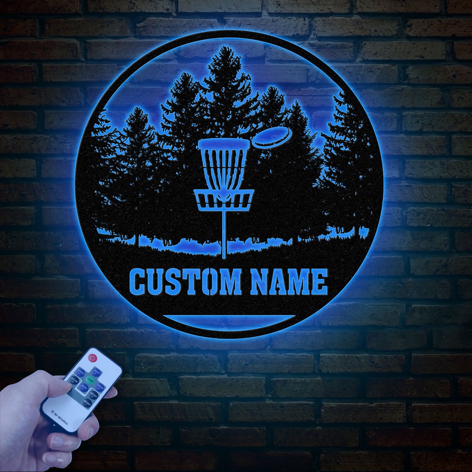 Personalized Disc Golf Metal Wall Art LED Light, Custom Disc Golfer Name Sign, Home Decor, Disc Golf Wall Art, Gift for Disc Golf Players