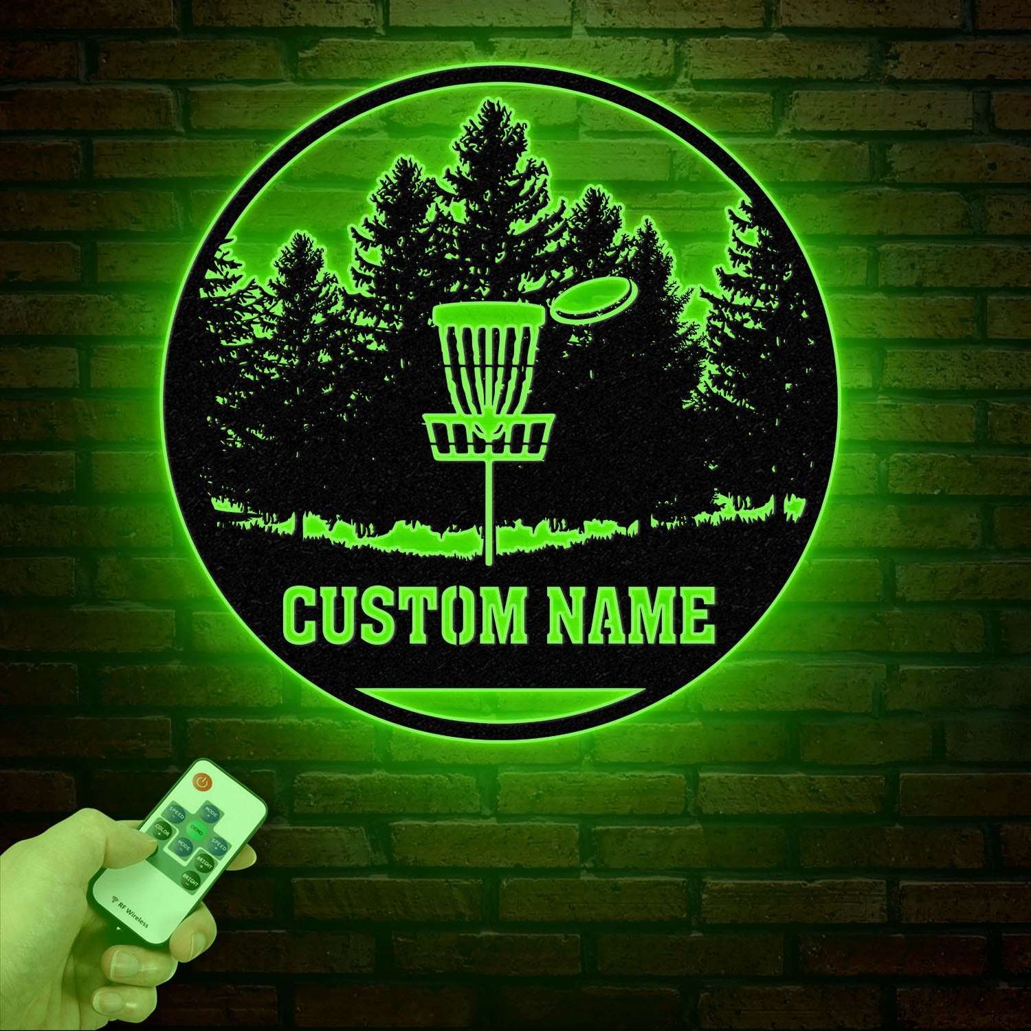 Personalized Disc Golf Metal Wall Art LED Light, Custom Disc Golfer Name Sign, Home Decor, Disc Golf Wall Art, Gift for Disc Golf Players