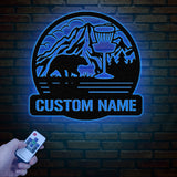 Personalized Disc Golf Metal Sign with LED Lights, Custom Disc Golfer Name Sign, Sports Wall Art, Gift for Dad, Home Decor