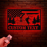 Personalized US Flag Disc Golf Metal Sign with LED Lights, Custom Disc Golfer Name Sign, Sports Wall Art, Gift for Dad, Home Decor