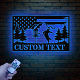 Personalized US Flag Disc Golf Metal Sign with LED Lights, Custom Disc Golfer Name Sign, Sports Wall Art, Gift for Dad, Home Decor