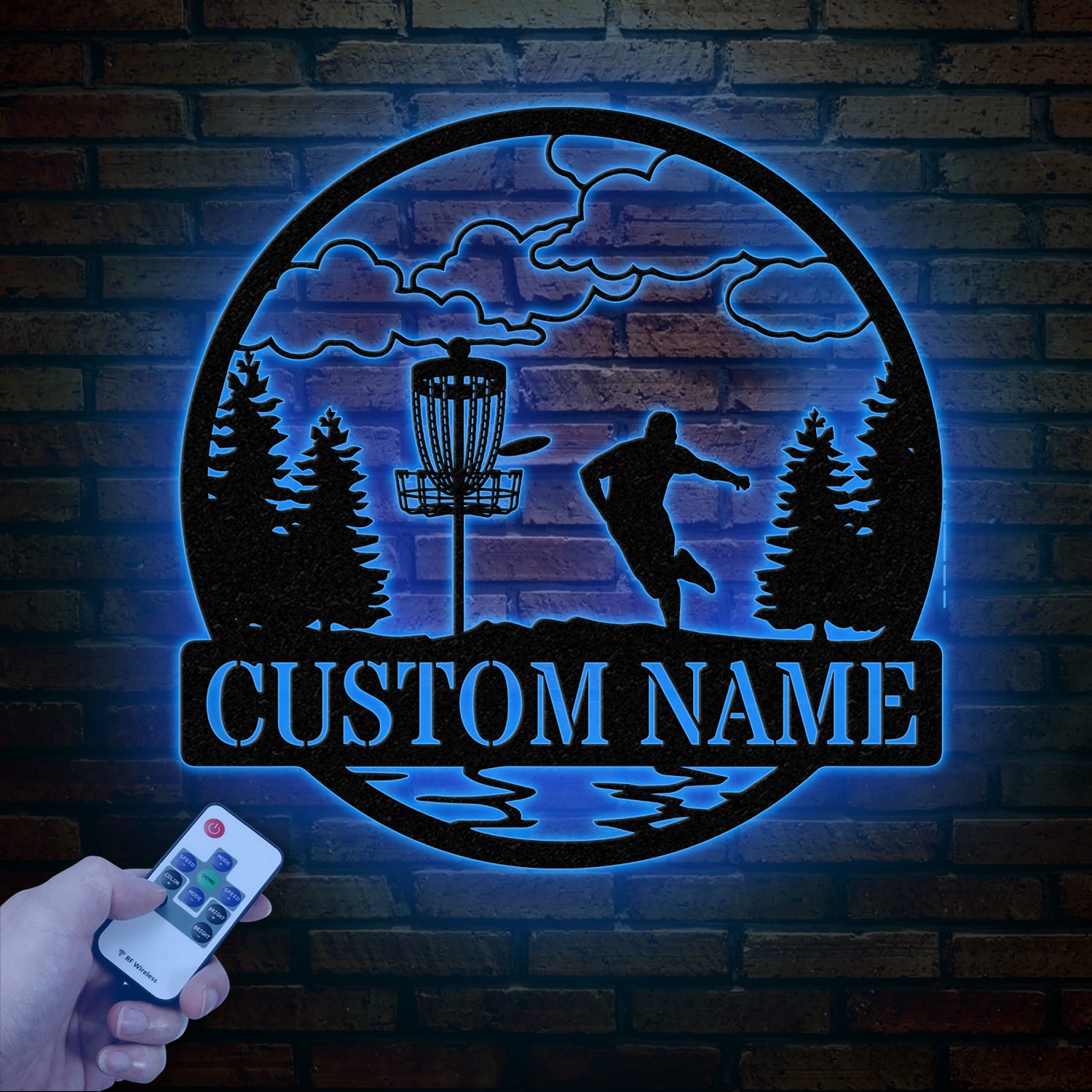 Personalized Disc Golf Metal Sign with LED Lights, Custom Disc Golfer Name Sign, Sports Wall Art, Gift for Dad, Home Decor