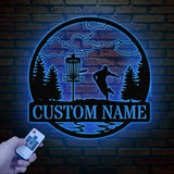 Personalized Disc Golf Metal Sign with LED Lights, Custom Disc Golfer Name Sign, Sports Wall Art, Gift for Dad, Home Decor