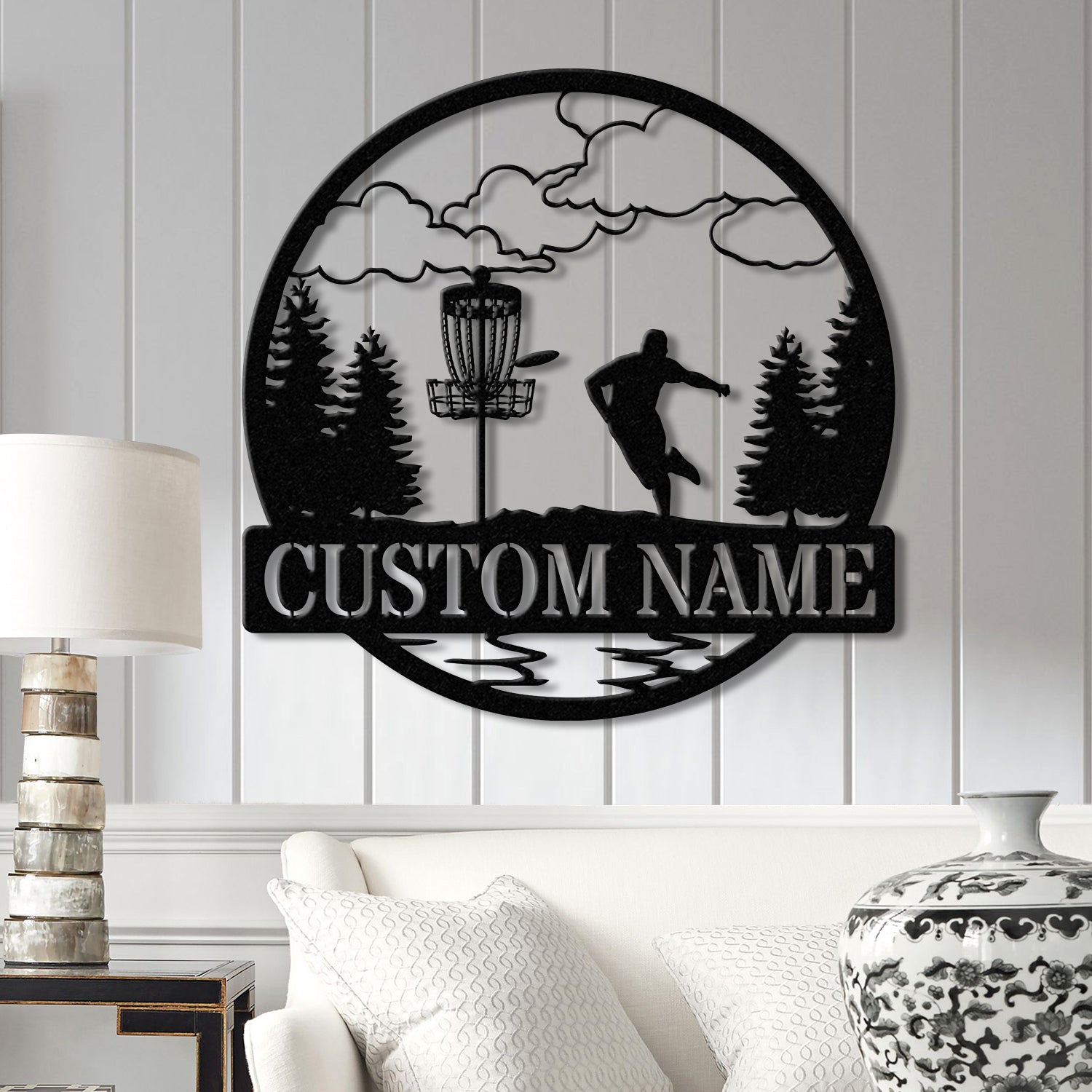 Personalized Disc Golf Metal Sign with LED Lights, Custom Disc Golfer Name Sign, Sports Wall Art, Gift for Dad, Home Decor