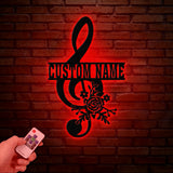 Personalized Music Notes Metal Wall Art Led Light, Musician Name Sign, Customized Gift for Musician, Music Teacher Gift, Music Lover Gift